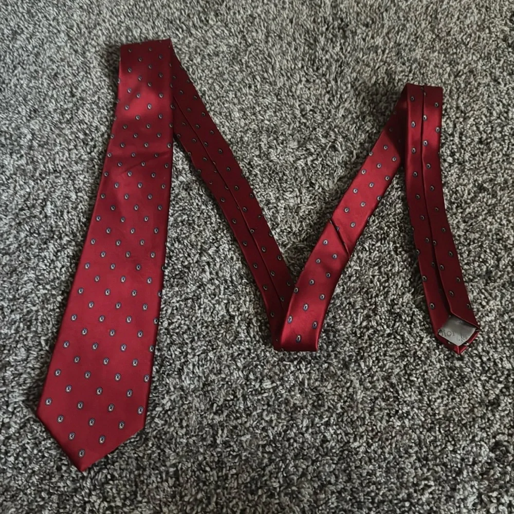 Christian Dior Red/White/Blue Oval Pattern Neck Tie Men’s